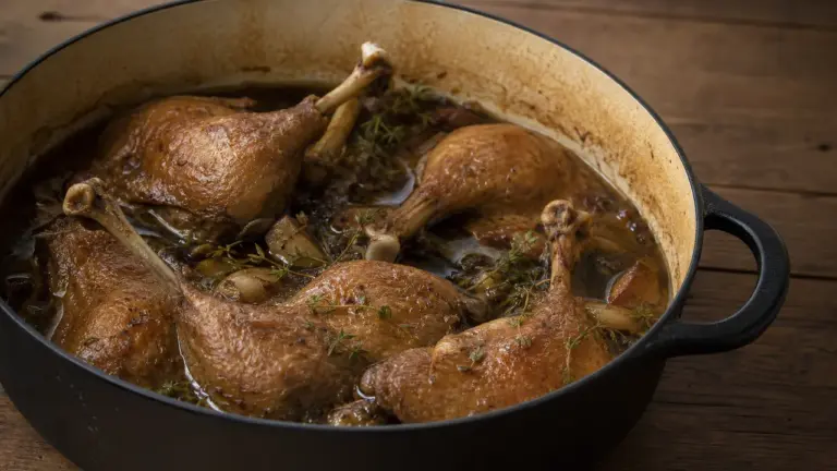 Cuisses de canard à la cocotte, en cuisson braisée