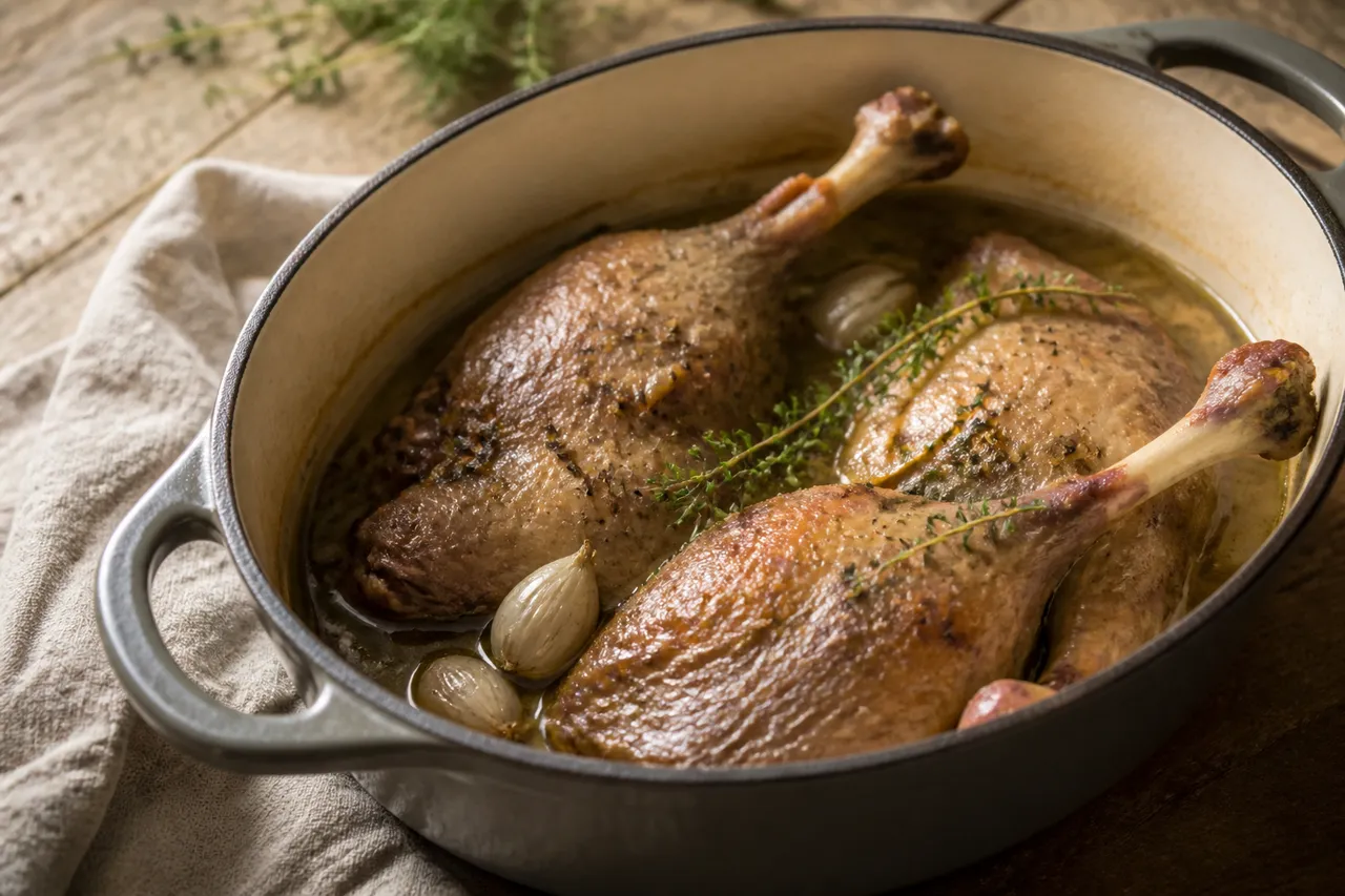 Cuisses de canard à la cocotte avec herbes et épices