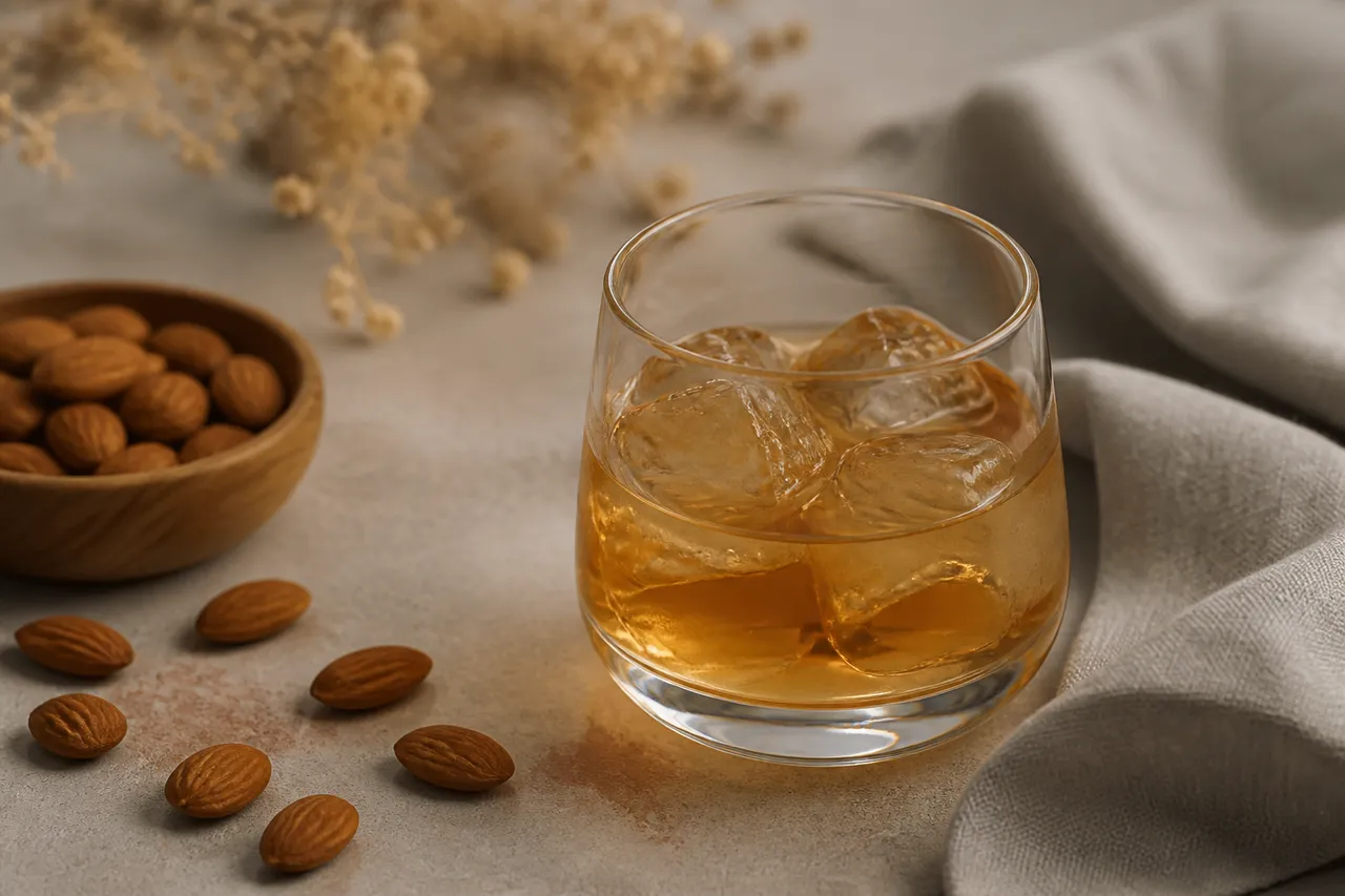 Liqueur d'amande servie pure sur glace